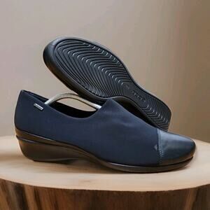 Ecco Black Leather/Fabric Slip on Wedge Shoes Gore-Tex Women's Sz EU 40 US 9-9.5